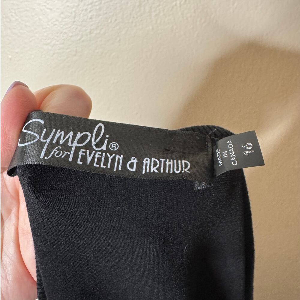 Sympli 16 Black Matte Jersey and Knit Dolman 3/4 Sleeve Asymmetric Tunic Top - Picture 2 of 6